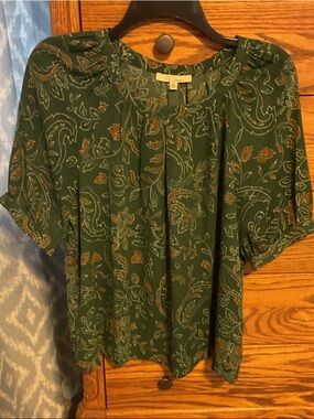 Green Paisley Short Sleeve Blouse by Les Serein Stitch Fix